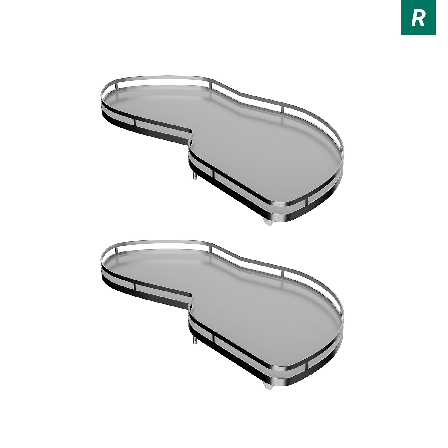 Комплект полок правый Леманс 600 мм Арена СТИЛЬ (2 полки + рычаги) ХРОМ